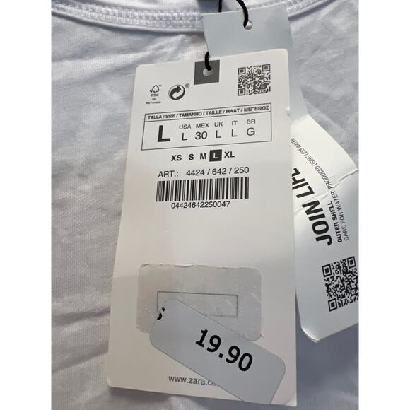 NWT Zara Women’s Long Sleeve Crew Neck Casual Lightweight Shirt Top Size L White - Picture 3 of 5